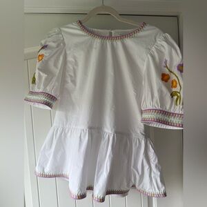 English Factory White Blouse with Multicolor Embroidery